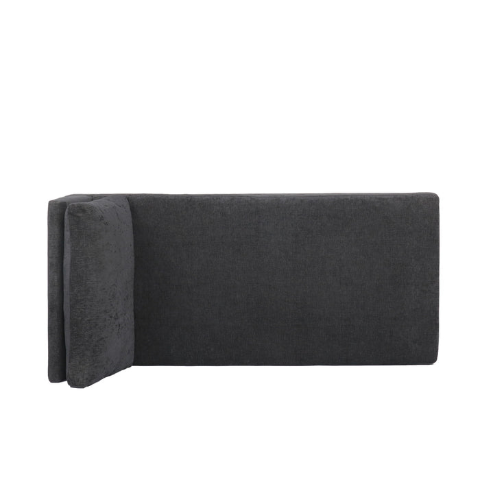 Fabric Upholstered Chaise Lounge With Iron Bracket Legs - Gray