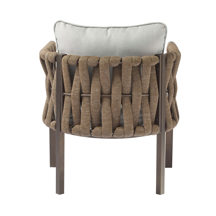 2 Pieces Outdoor Metal Patio Club Chair, Patio Furniture Arm Chair With Cushion, Modern Outdoor Furniture Deep Seating For Porch, Garden, Backyard, Balcony - Brown / Light Gray