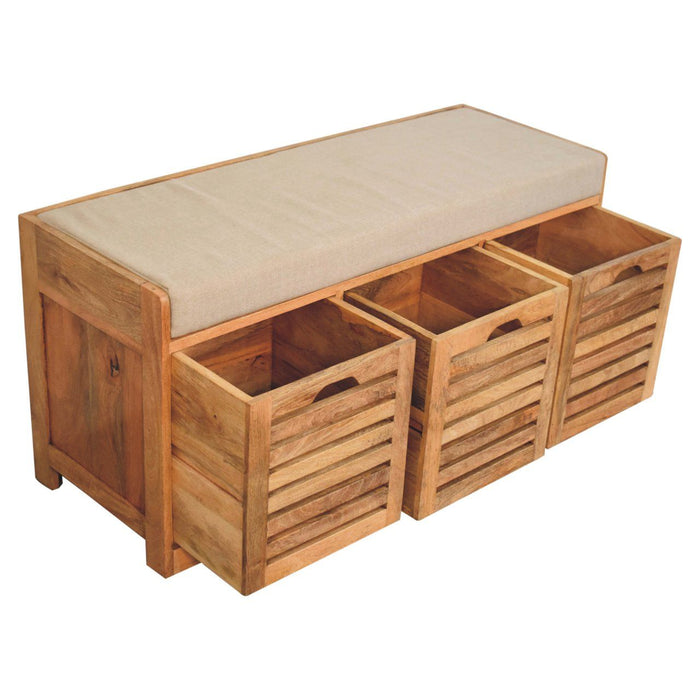 Shutter Shoe Bench, 3 Drawer - Oak
