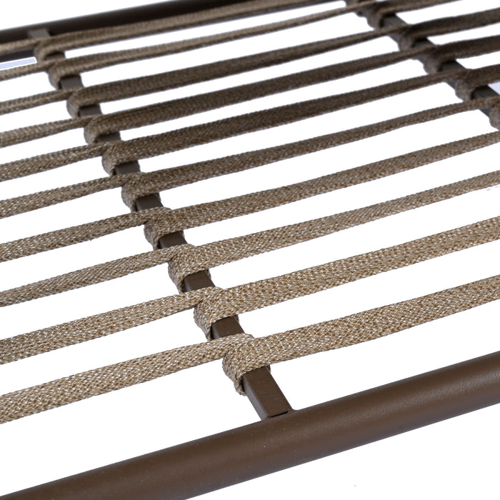 4 Piece Outdoor Patio Furniture Set, Metal Chairs With Woven Rope U Shaped Backrest