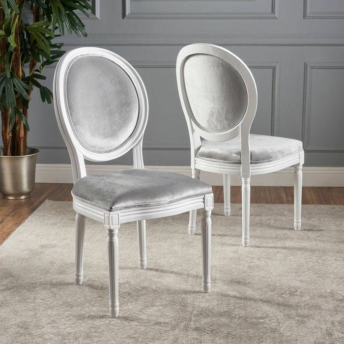 French Country Dining Chair Set With Round Backrest