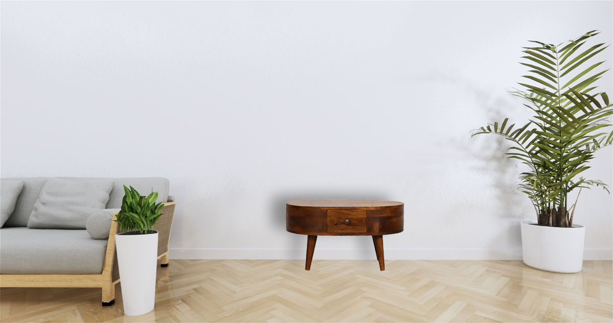 Mini Rounded Coffee Table - Chestnut