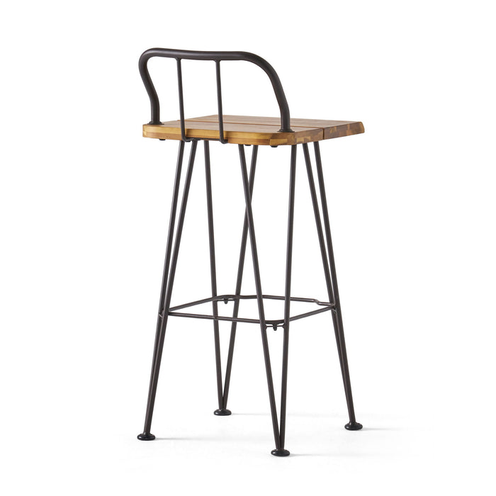 Outdoor Barstool With Angled Metal Legs - Brown