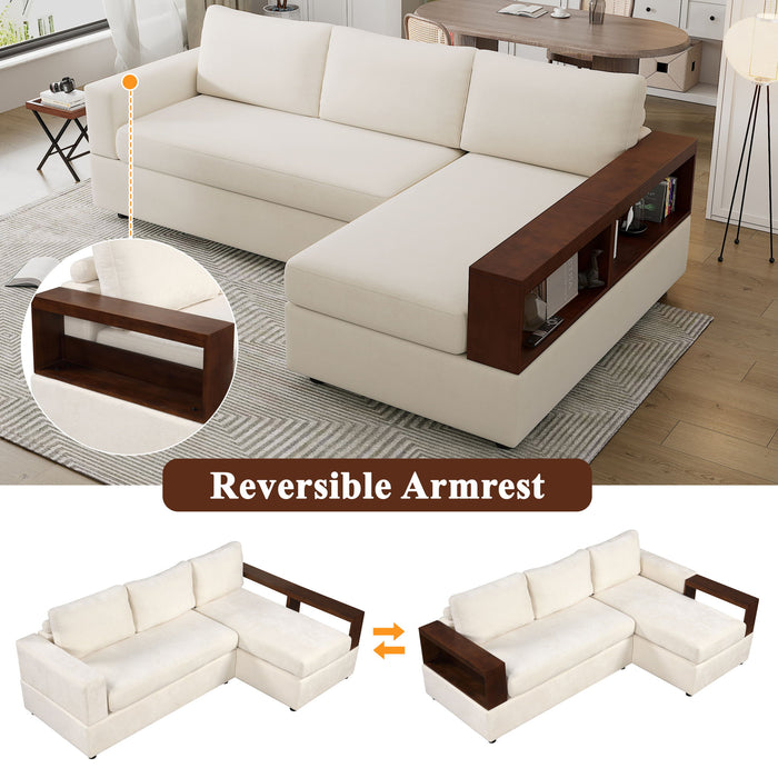 Sectional Sofa Upholstered Sofa Couch With Reversible Armrests For Living Room