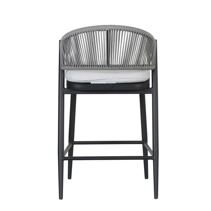Outdoor 26" Counter Height Metal Frame Counter Stools With Scallop Shaped Backrest & Water Resistant Cushions