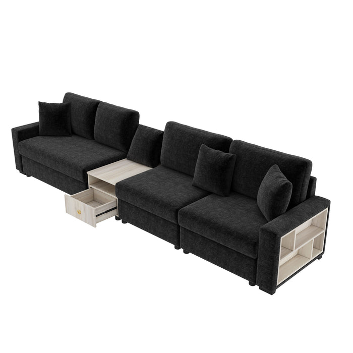 Modular Sofa Couch With Storage Armrest And Center Console