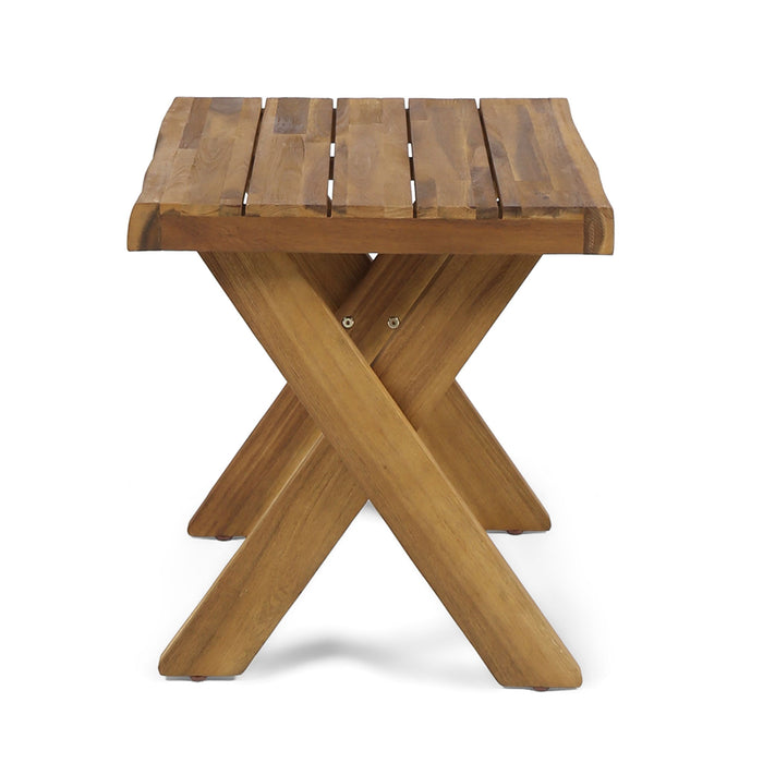 Passion - Outdoor Side Table With Cross Base And Slatted Top - Teak