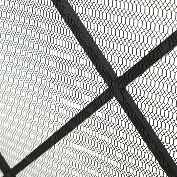 Minimalist Single Panel Iron Fireplace Screen With Diamond Design