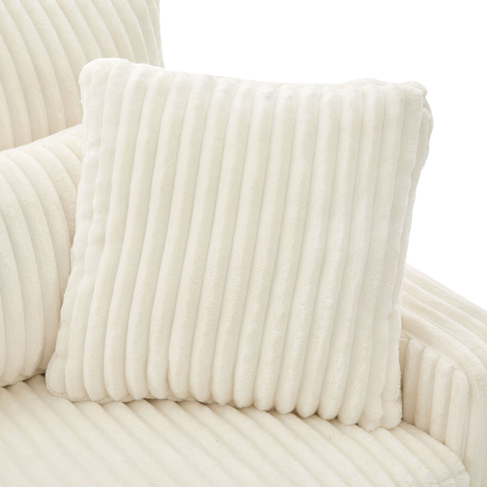 Modern Corduroy Loveseat Sofa With 4 Pillows