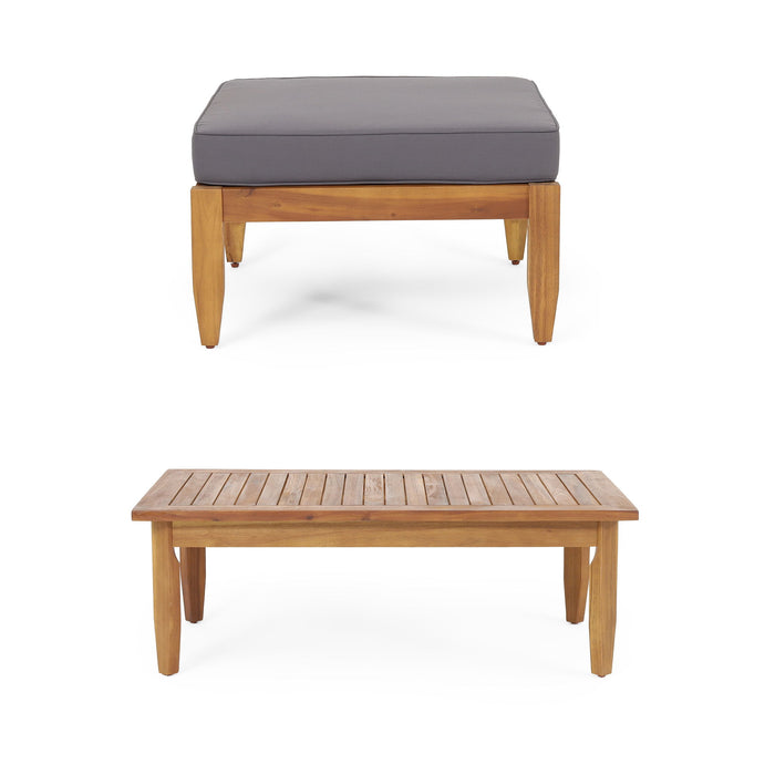 Bianca - Outdoor 3 Seater Sofa Chat Set With Ottoman - Teak