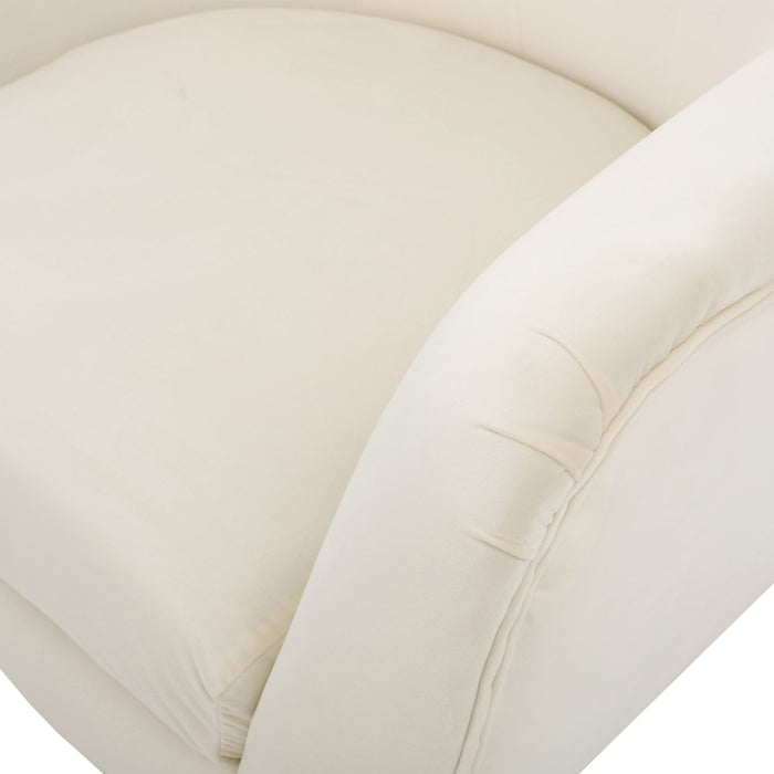 Style Velvet Arm Chair With Wingback And Flared Arms - Ivory