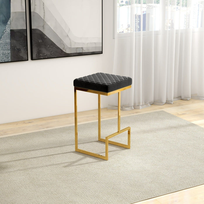Joel - Mid-Century Modern Luxury Upholstered Stool - Black / Gold