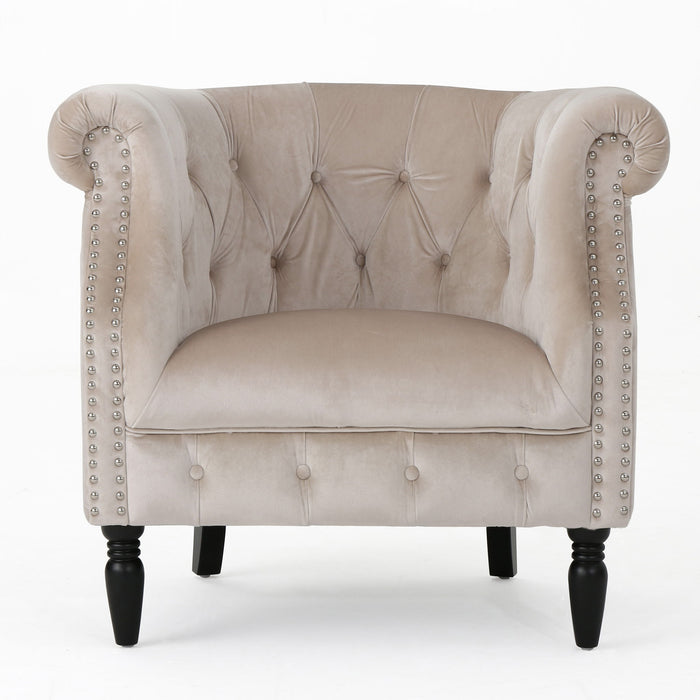Celestialis - Upholstered Club Chair With Tub Design And Rolled Recessed Armrests