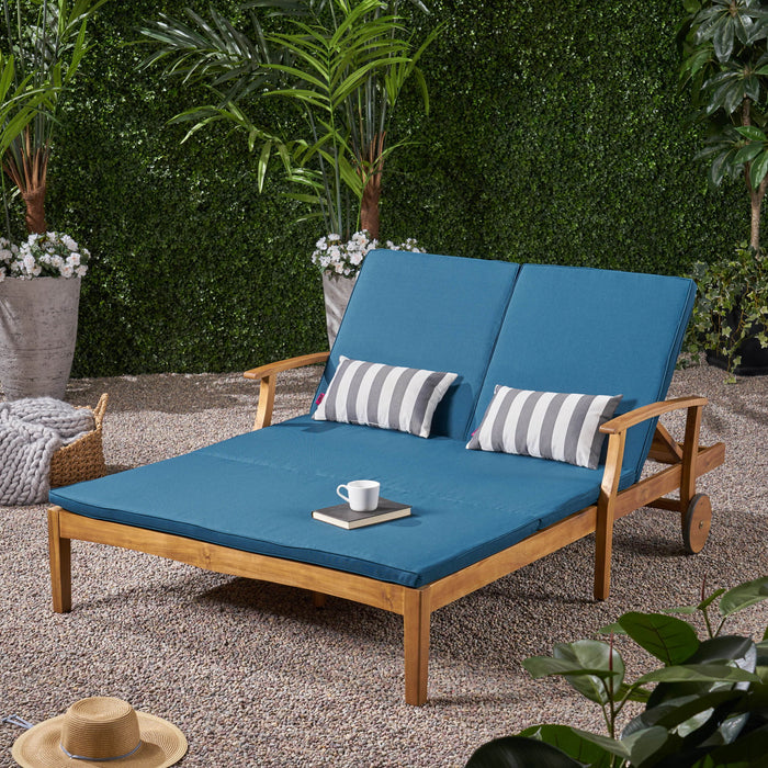 Etherealize - Outdoor Adjustable Double Chaise Lounge With Water Resistant Cushions