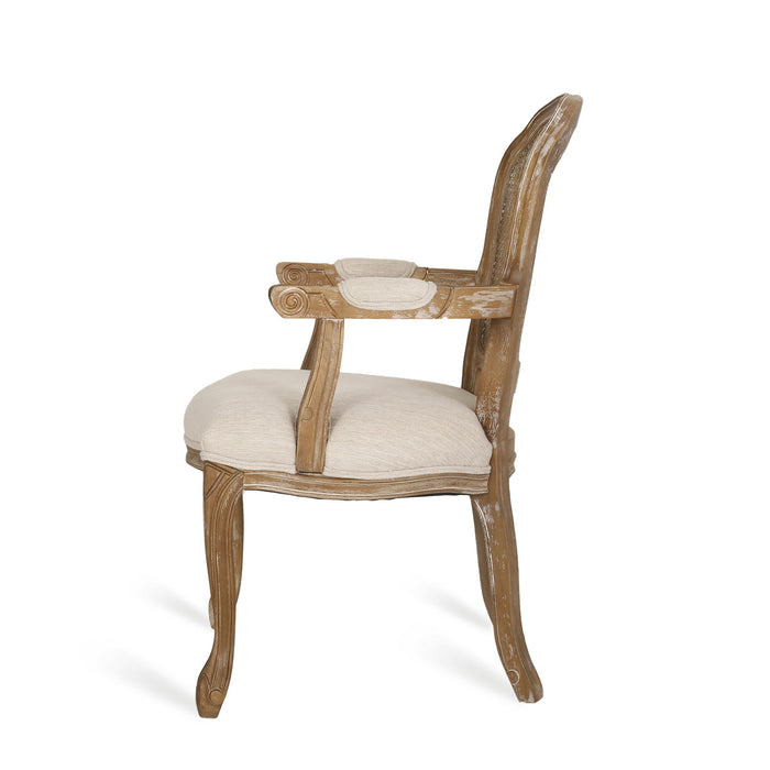 French Country Style Dining Chair Set With Cane Webbing Backrest - Beige
