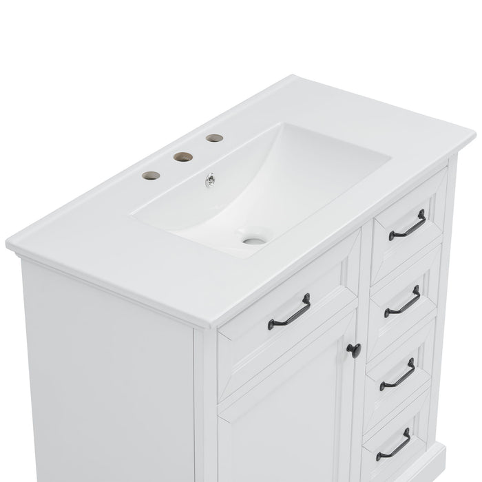 36" Bathroom Vanity With Sink, 2 Tip-Out Drawers, Soft Close Hinges