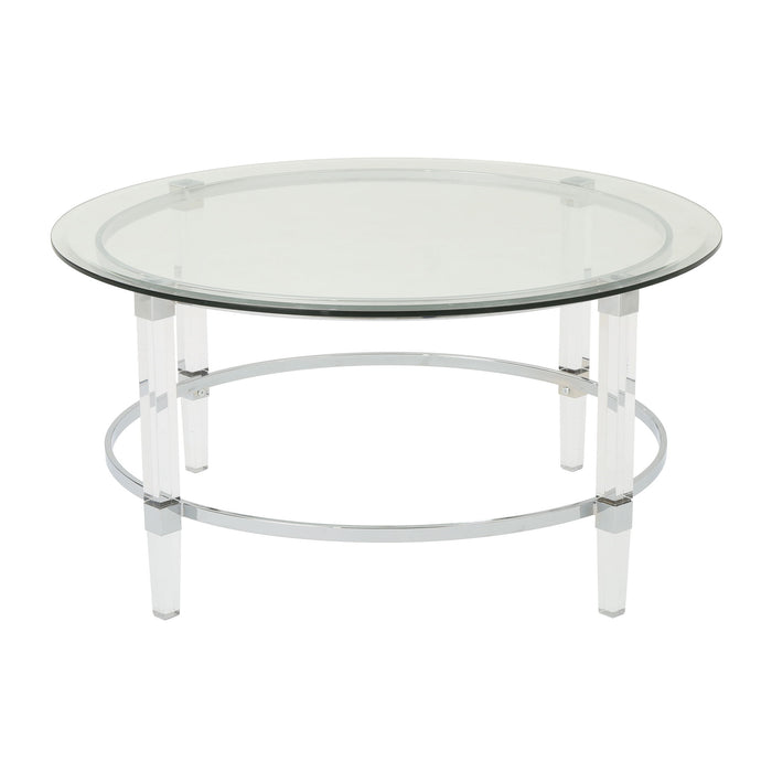 Tempered Glass Round Coffee Table With Four Legs - Clear