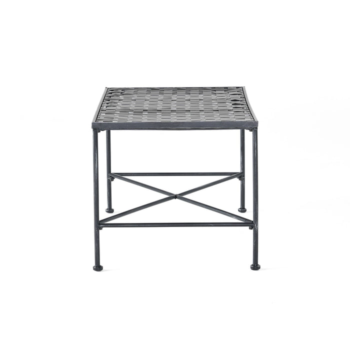 Luna - Outdoor Iron Coffee Table - Black Brush Silver