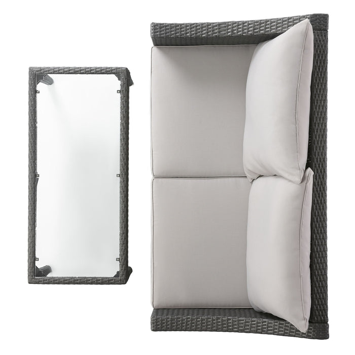 Contemporary Antibes Loveseat & Table Set Outdoor - Gray
