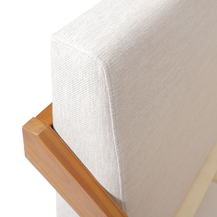 Okioki - Charleston Fabric Upholstered Acacia Wood Bed