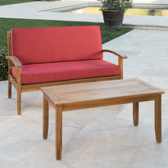 Outdoor Chat Set With Coffee Table And Loveseat