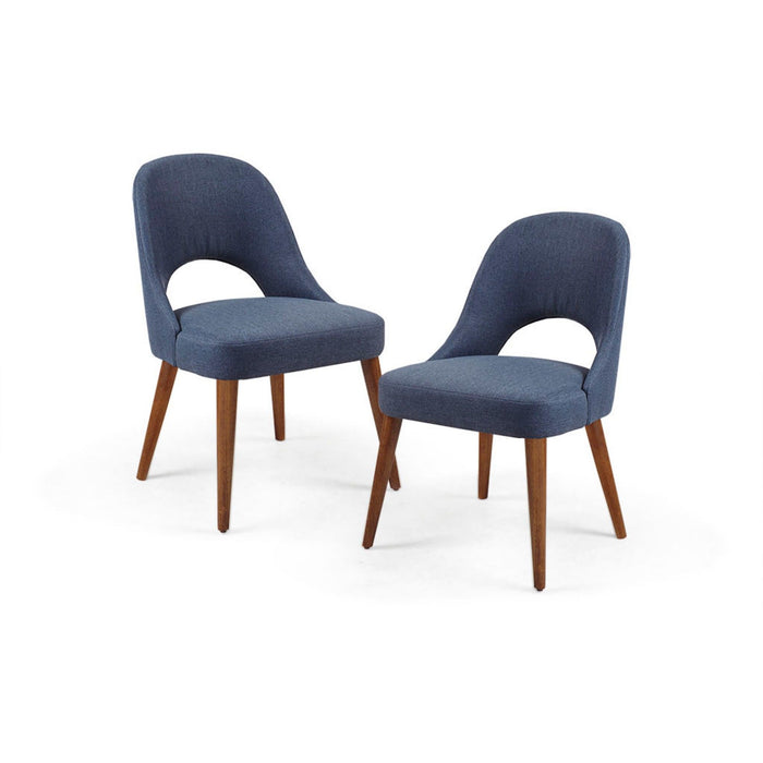 Dining Side Chair Upholstered Textured Fabric (Set of 2) - Navy