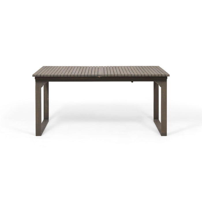 Outdoor Expandable Acacia Wood Dining Table With U Shaped Leg