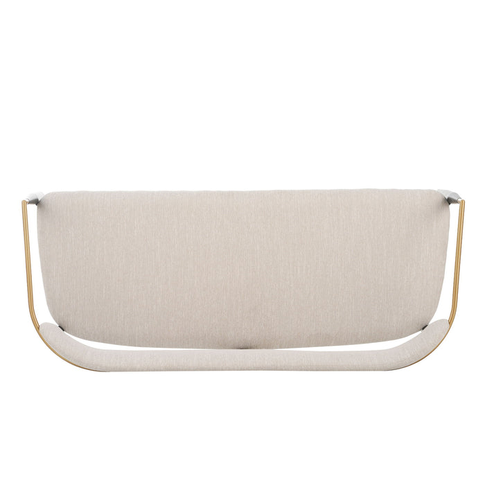 Modern Upholstered Loveseat Settee - Beige / Black / Gold