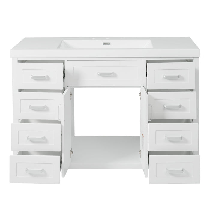 Bathroom Vanity With Sink, 2 Doors 8 Drawers, Soft Close System, Classic Design
