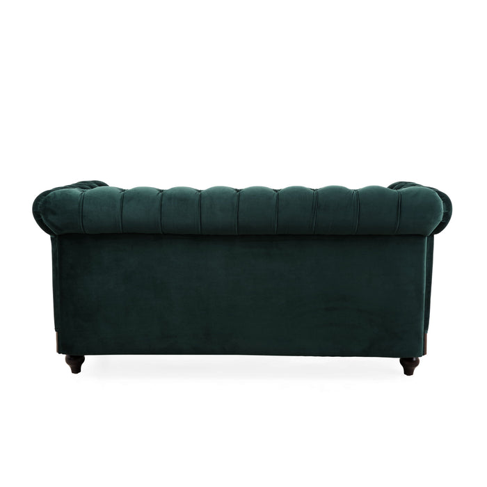 Chesterfield Velvet Loveseat Sofa, 2 Person Rolled Arm Upholstered Couch
