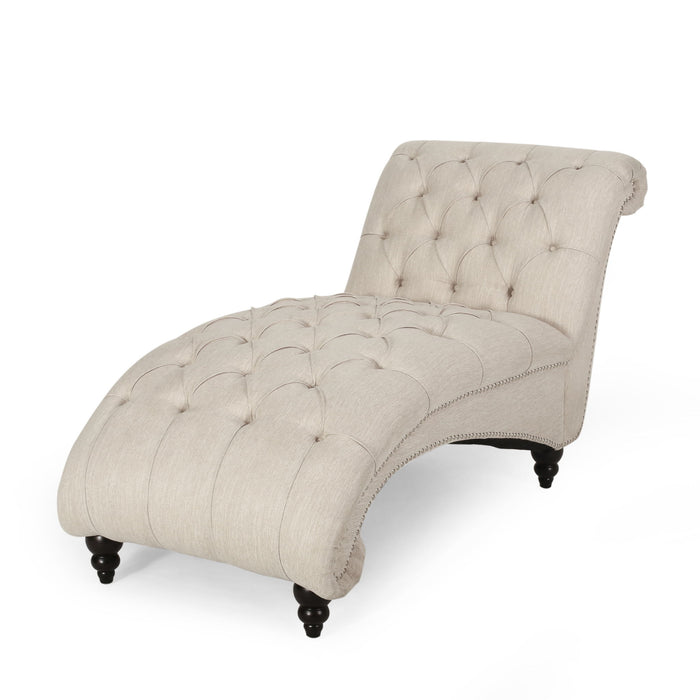 Chaise Lounge With Button Tufted Diamon Stitch