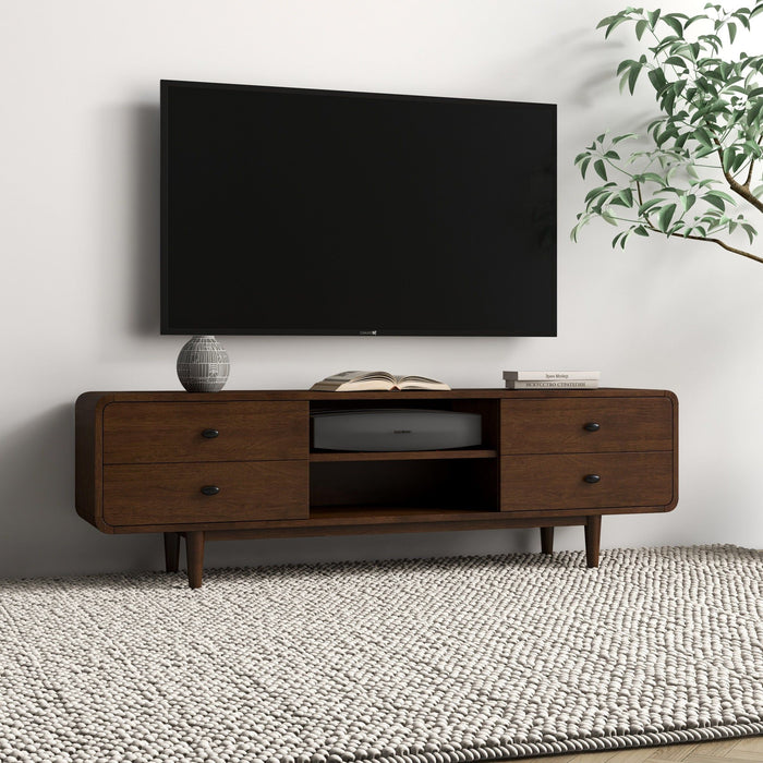 Alexa - Mid-Century Modern Style TV Stand - Dark Brown / Wood