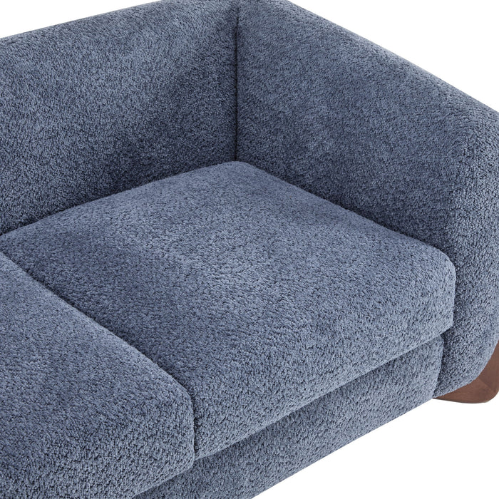 Contemporary Boucle Sherpa Sofa With Birch Wood Legs
