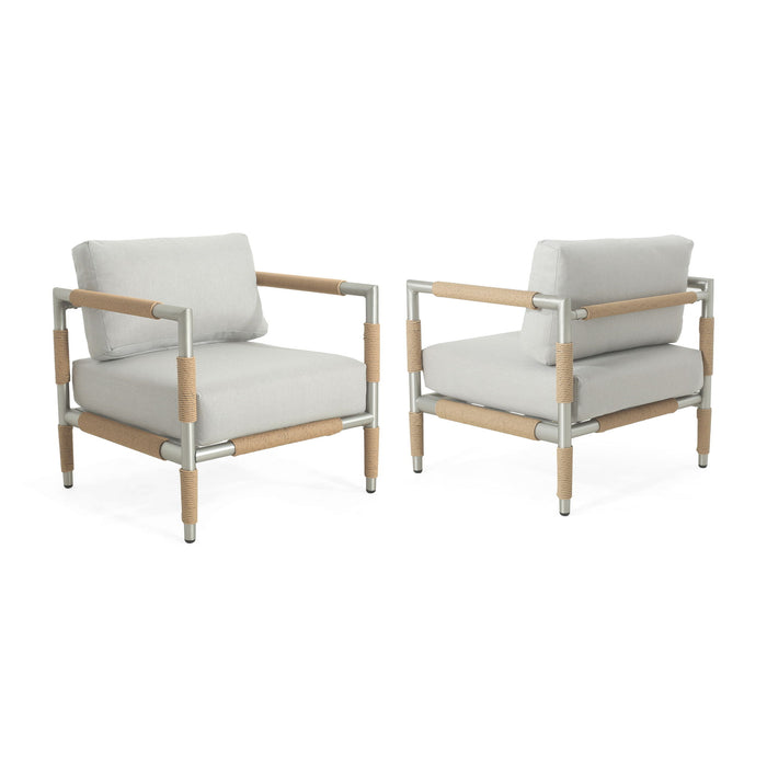 Oriana - Aluminum Outdoor Patio Armchair With Thick Cushions - Light Gray