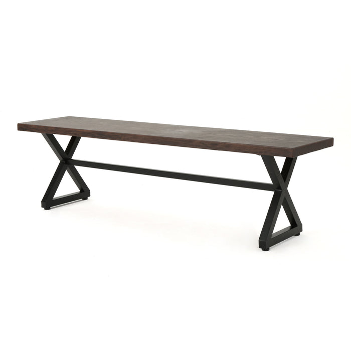 Modern Aluminum Outdoor Dining Bench With X Base