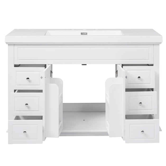 Bathroom Vanity With Sink, 6 Soft Close Drawers & Double Doors - White