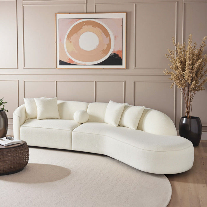 Elijah - Japandi Curvy Sectional Sofa - Beige