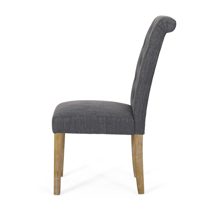 Contemporary Dining Chair (Set of 2) With Button Tufted Design - Charcoal