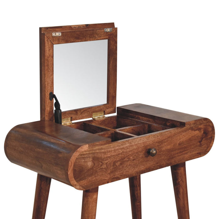 Mini Dressing Table With Foldable Mirror - Caramel