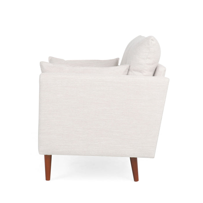 Contemporary Fabric Club Chair With Birch Wood Legs - Beige