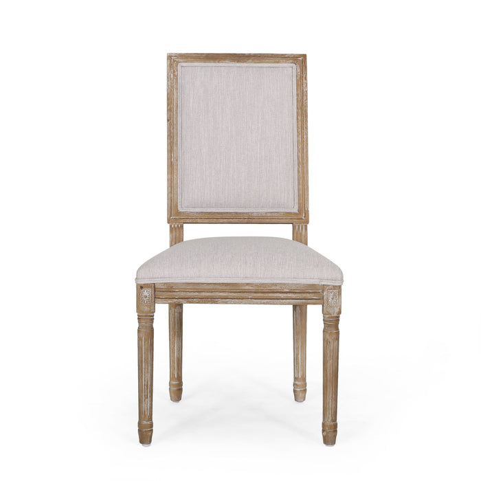French Country Style Dining Chair With Upholstered Seating And Fluted Legs
