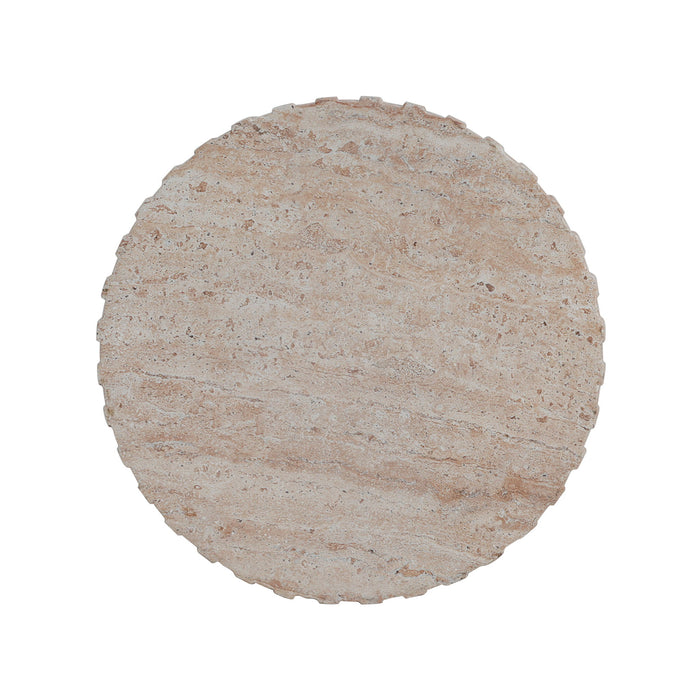 Elegant Outdoor / Indoor Lightweight Concrete Side Table With Travertine - Beige