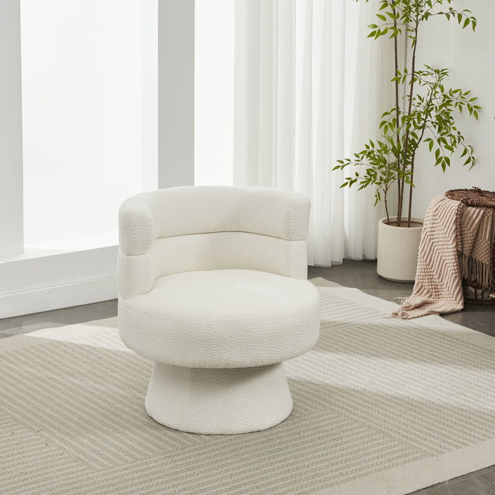 Swivel Accent Chair, 360° Rotating Design With Ergonomic Support For Living Room, Bedroom & Home Office - Cream White