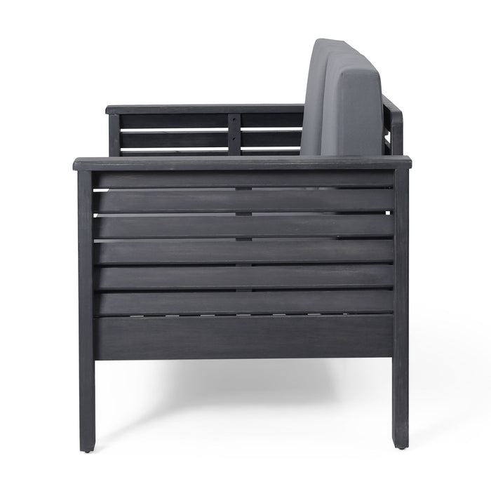 Acacia Wood Loveseat And Coffee Table Set With Cushions