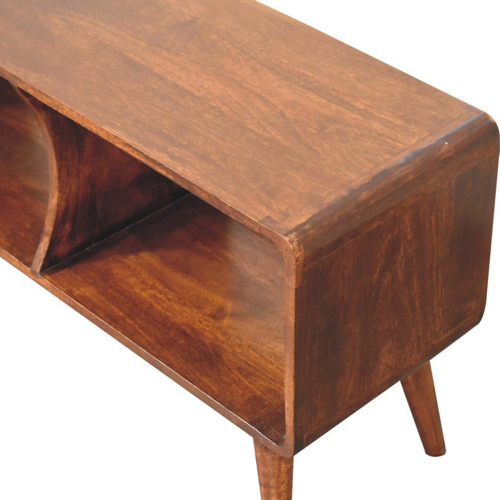 Curved Double Slot Media Unit - Dark Brown