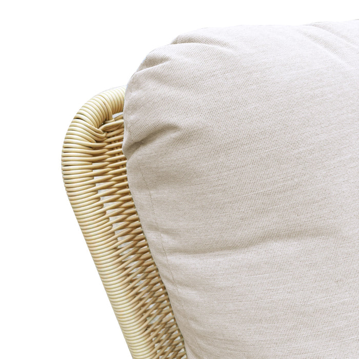 Cushioned Rattan Rocking Chairs With Wooden Accent Table Modern 3 Piece Outdoor Seating Set For Patio Relaxation - Ivory