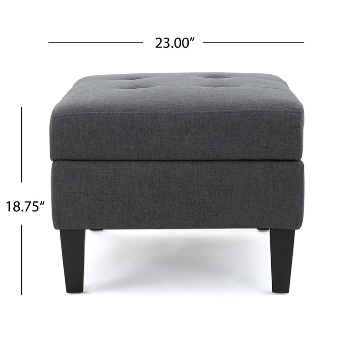Storage Ottoman With Birch Wood Legs And Cushioned Top For Comfort