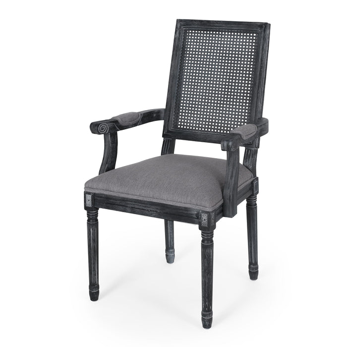Elegant French Country Style Dining Chair With Cane Backrest