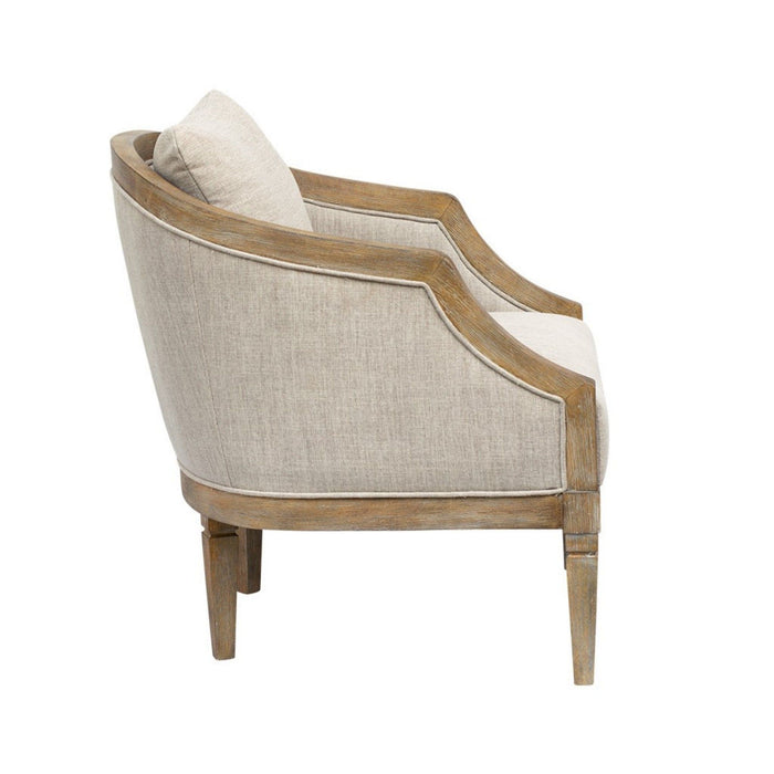 Classic Chair With Solid Wood Frame And Jacquard Upholstery - Beige