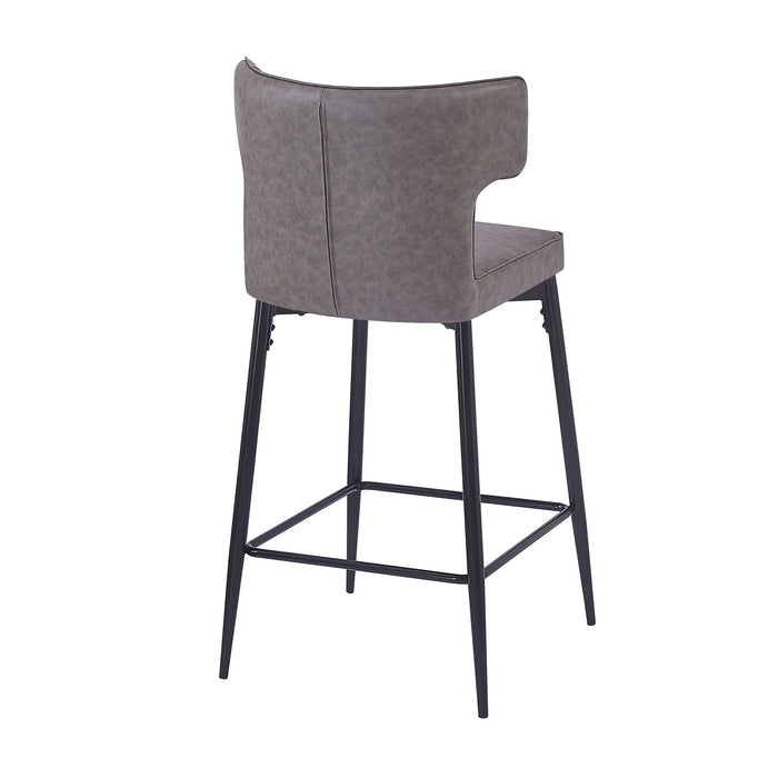 Modern Bar Stools With Upholstery And Metal Footrest (Set of 2)